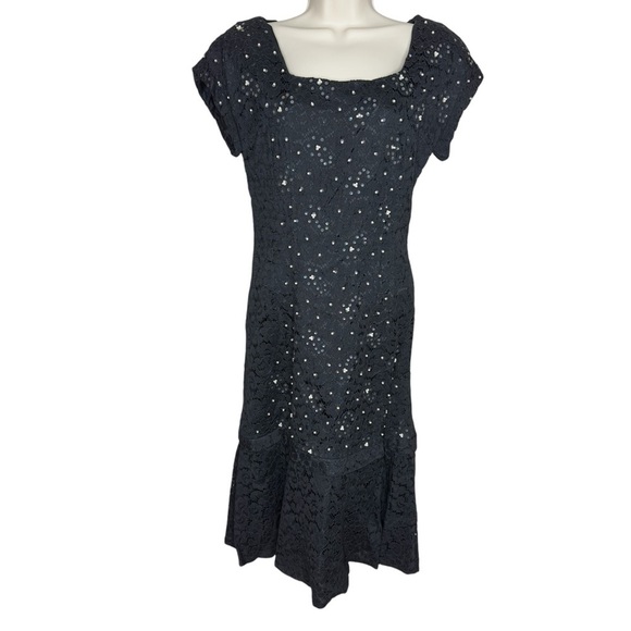 Elegant Black Sequined Lace Evening Dress Women’s Size Small - Picture 1 of 13